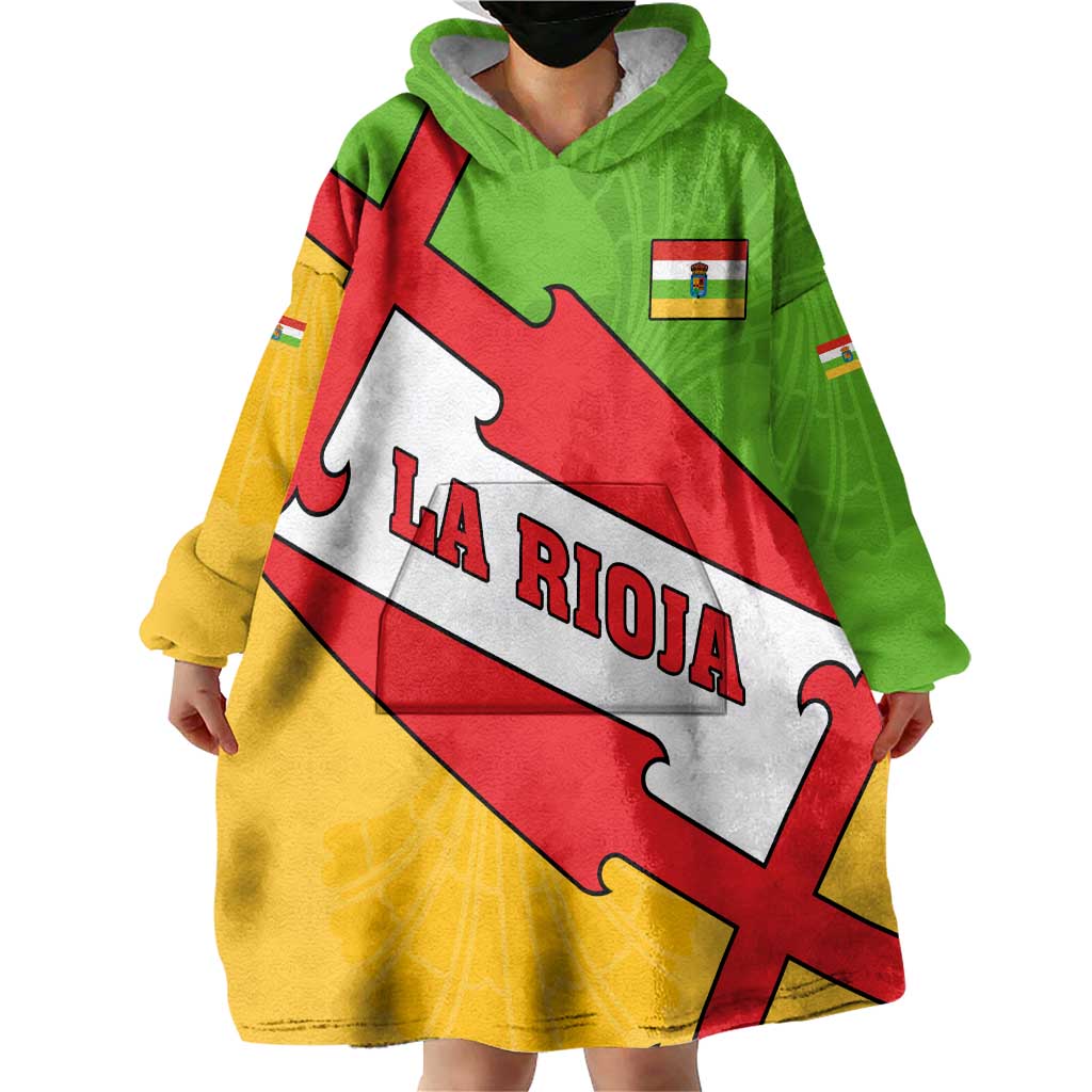 La Rioja Flag Wearable Blanket Hoodie Autonomous Community of Spain - Wonder Print Shop