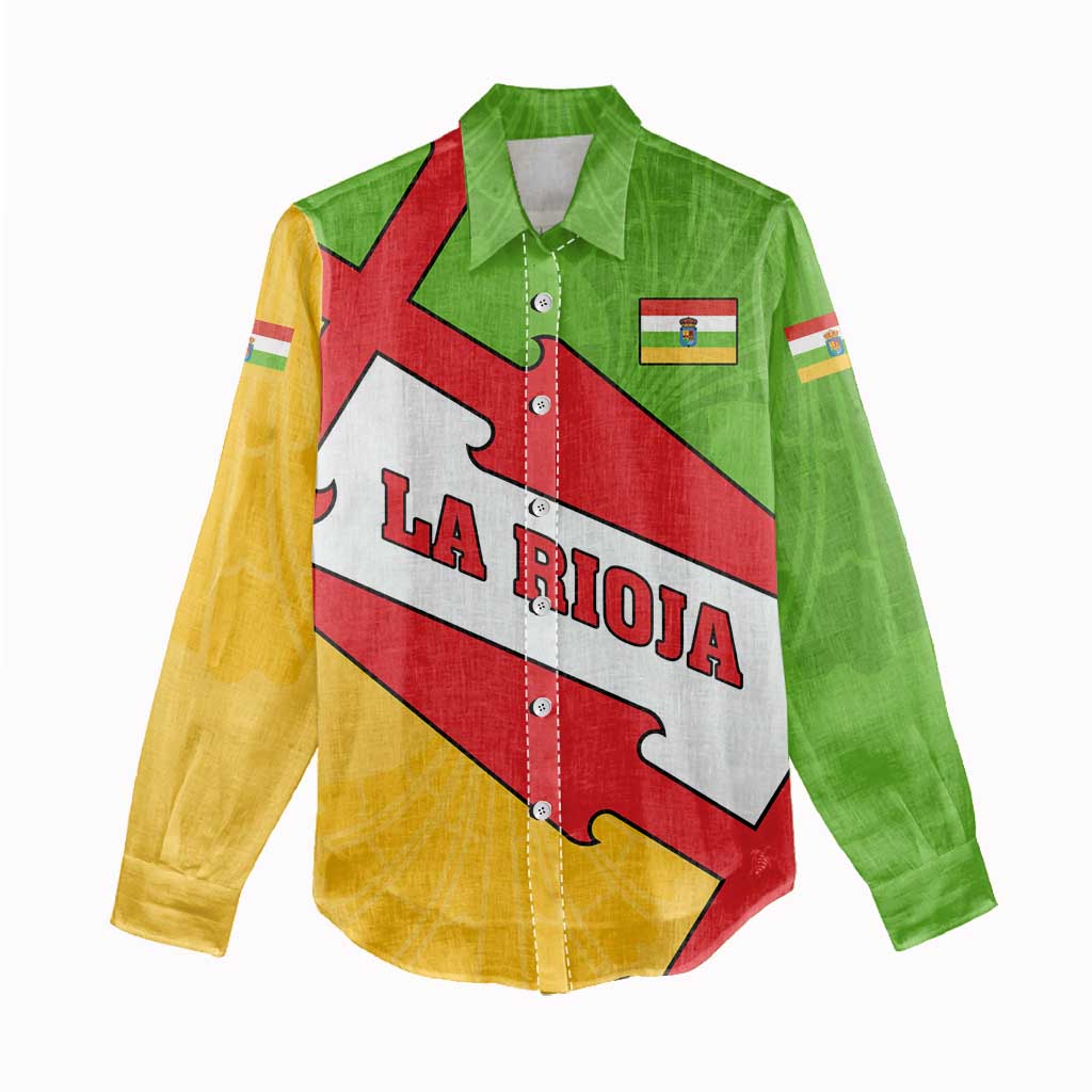 La Rioja Flag Women Casual Shirt Autonomous Community of Spain - Wonder Print Shop