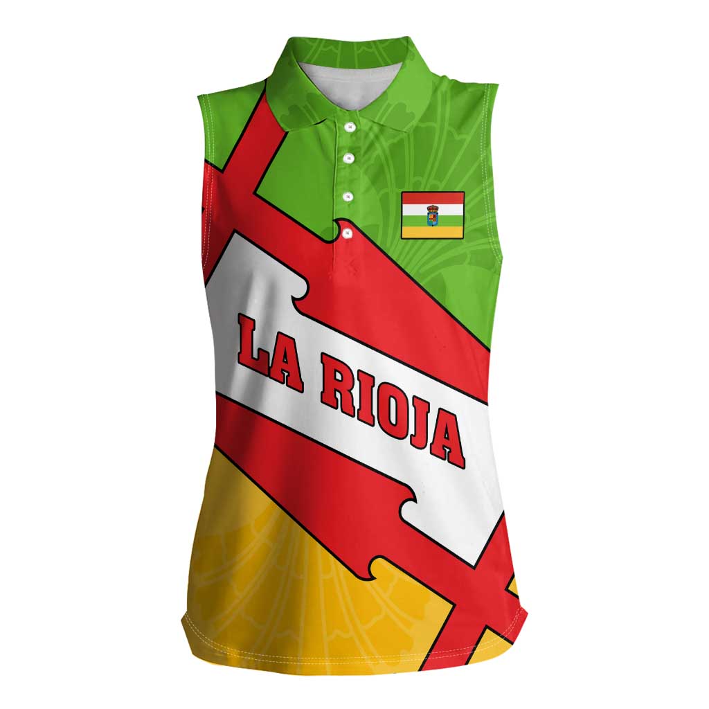 La Rioja Flag Women Sleeveless Polo Shirt Autonomous Community of Spain - Wonder Print Shop