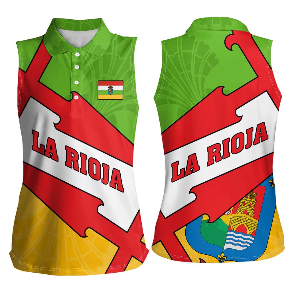 La Rioja Flag Women Sleeveless Polo Shirt Autonomous Community of Spain - Wonder Print Shop