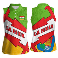 La Rioja Flag Women Sleeveless Polo Shirt Autonomous Community of Spain - Wonder Print Shop