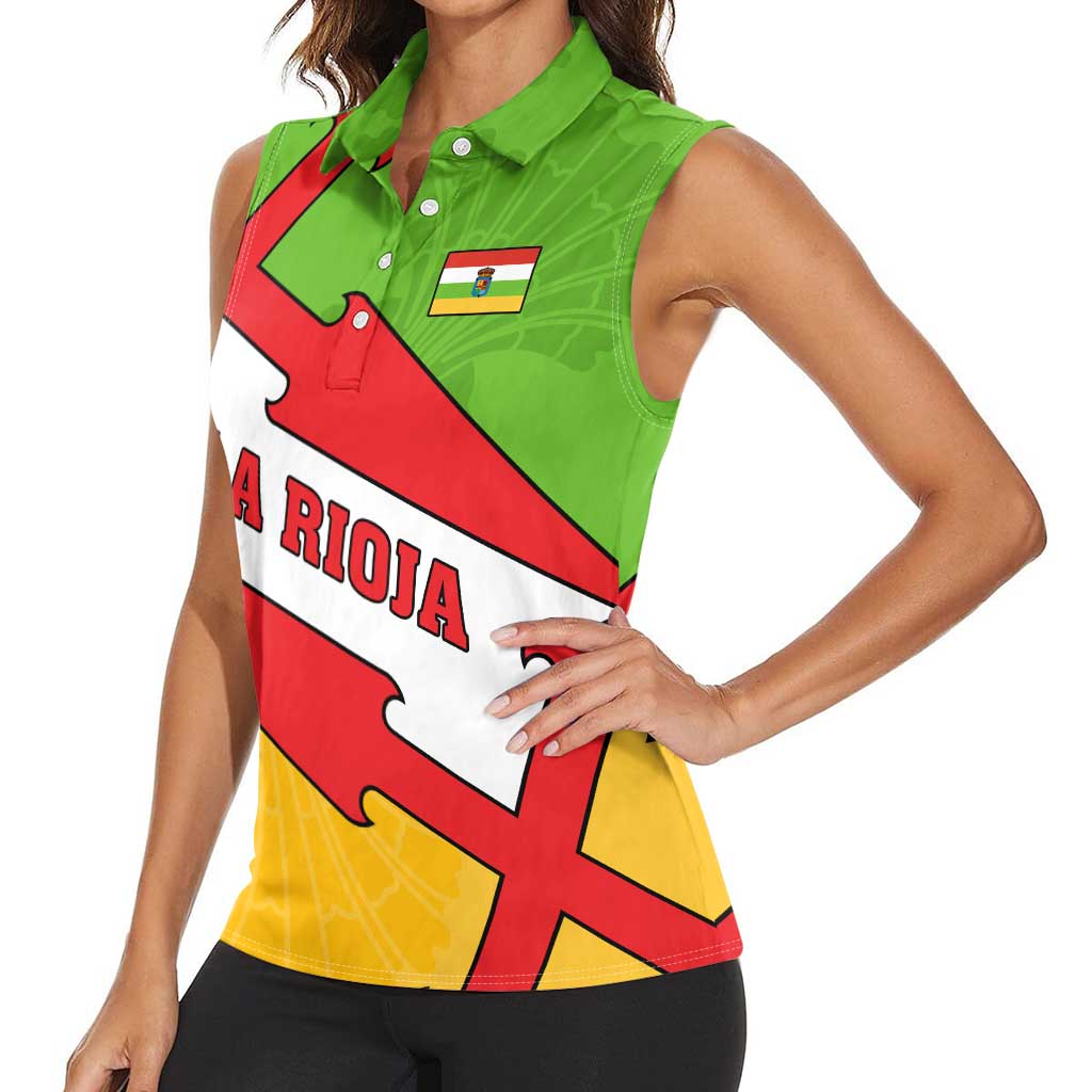 La Rioja Flag Women Sleeveless Polo Shirt Autonomous Community of Spain - Wonder Print Shop