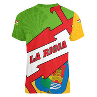La Rioja Flag Women V-Neck T-Shirt Autonomous Community of Spain - Wonder Print Shop