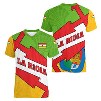 La Rioja Flag Women V-Neck T-Shirt Autonomous Community of Spain - Wonder Print Shop