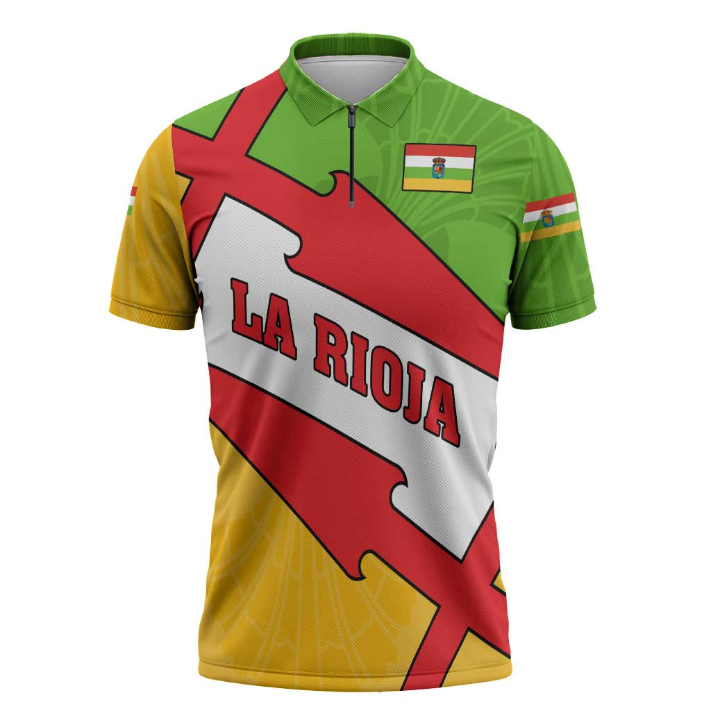 La Rioja Flag Zipper Polo Shirt Autonomous Community of Spain - Wonder Print Shop