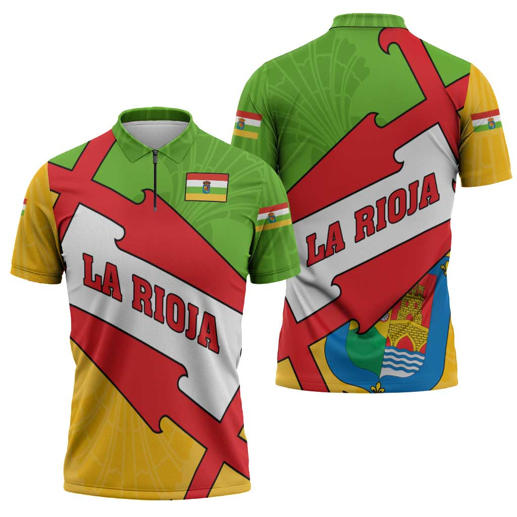 La Rioja Flag Zipper Polo Shirt Autonomous Community of Spain - Wonder Print Shop