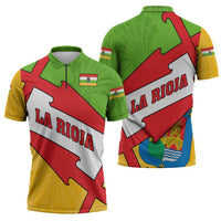 La Rioja Flag Zipper Polo Shirt Autonomous Community of Spain - Wonder Print Shop