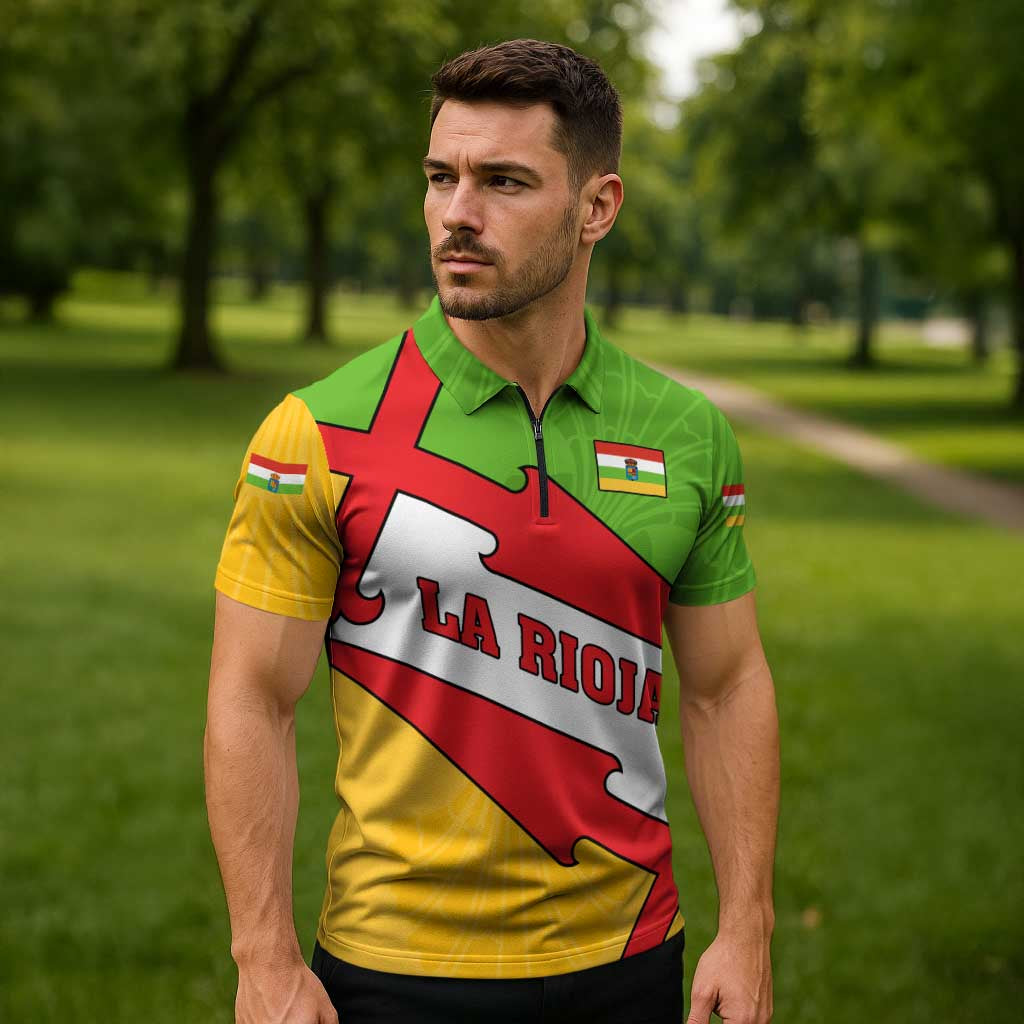 La Rioja Flag Zipper Polo Shirt Autonomous Community of Spain - Wonder Print Shop