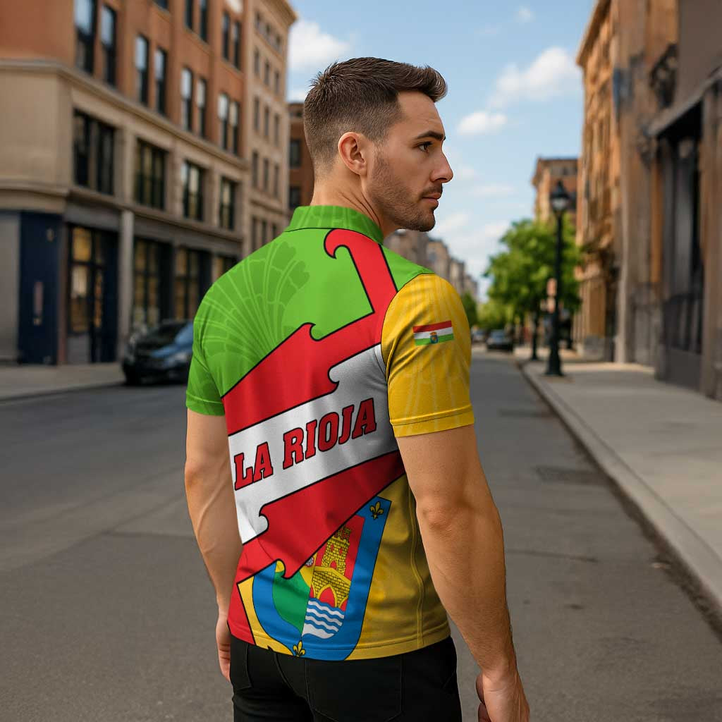 La Rioja Flag Zipper Polo Shirt Autonomous Community of Spain - Wonder Print Shop