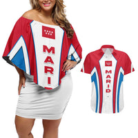 Madrid Flag Couples Matching Off Shoulder Short Dress and Hawaiian Shirt Autonomous Community of Spain - Wonder Print Shop