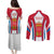 Madrid Flag Couples Matching Puletasi and Long Sleeve Button Shirt Autonomous Community of Spain - Wonder Print Shop