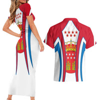 Madrid Flag Couples Matching Short Sleeve Bodycon Dress and Hawaiian Shirt Autonomous Community of Spain - Wonder Print Shop