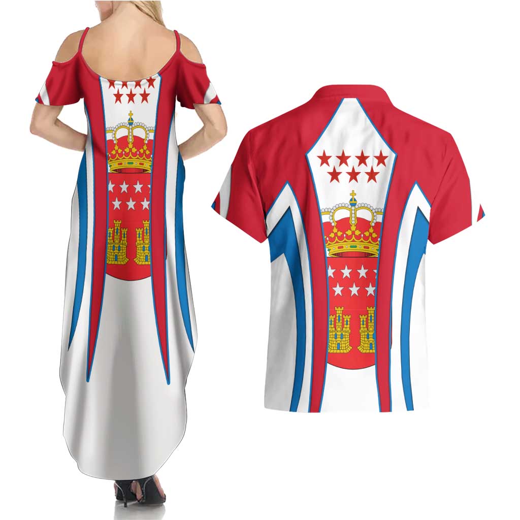 Madrid Flag Couples Matching Summer Maxi Dress and Hawaiian Shirt Autonomous Community of Spain - Wonder Print Shop