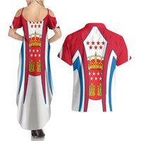 Madrid Flag Couples Matching Summer Maxi Dress and Hawaiian Shirt Autonomous Community of Spain - Wonder Print Shop