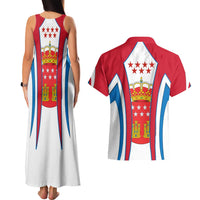 Madrid Flag Couples Matching Tank Maxi Dress and Hawaiian Shirt Autonomous Community of Spain - Wonder Print Shop