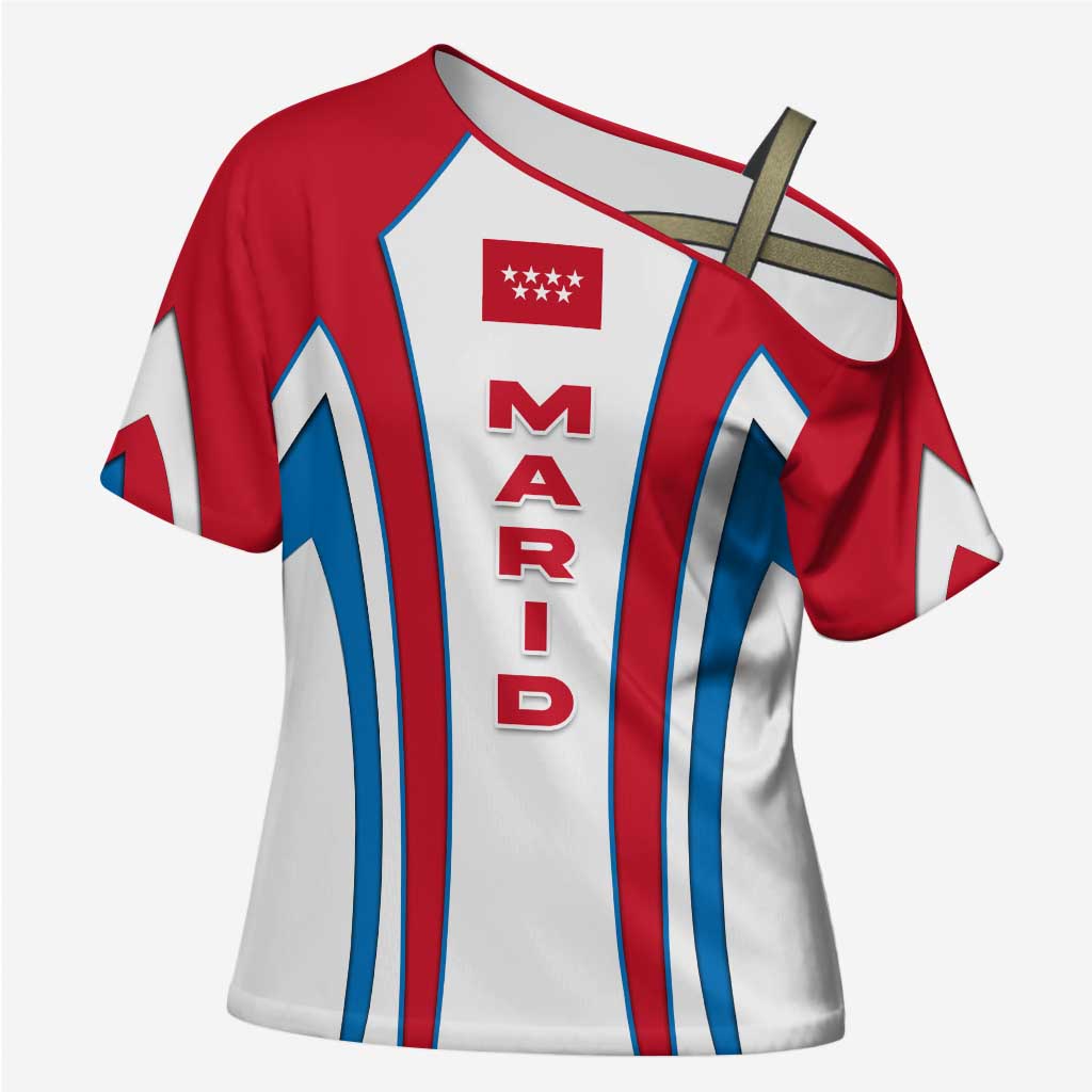 Madrid Flag Cross Shoulder Shirt Autonomous Community of Spain - Wonder Print Shop