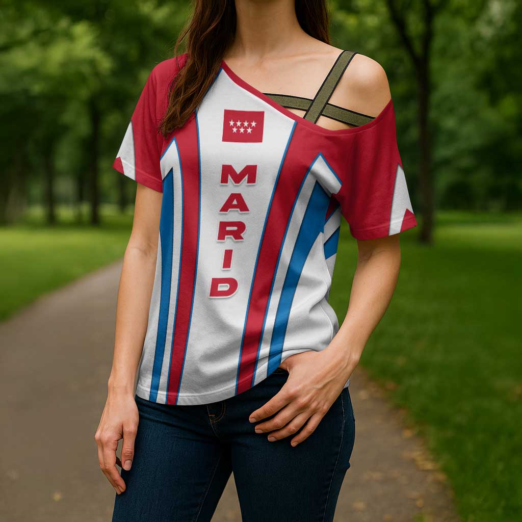 Madrid Flag Cross Shoulder Shirt Autonomous Community of Spain - Wonder Print Shop