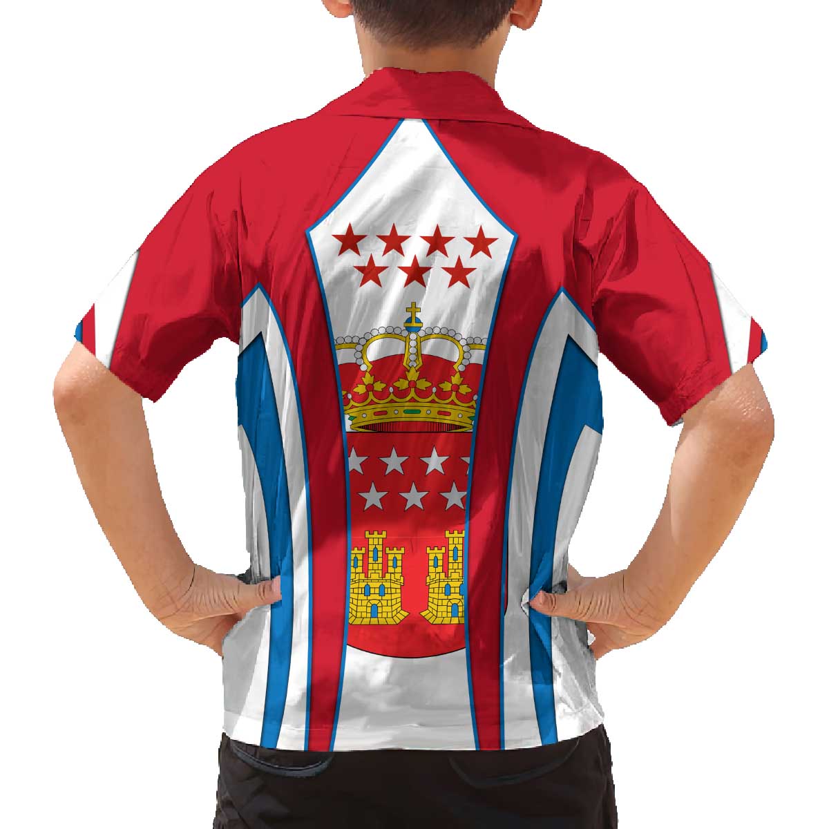 Madrid Flag Family Matching Off The Shoulder Long Sleeve Dress and Hawaiian Shirt Autonomous Community of Spain - Wonder Print Shop