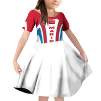 Madrid Flag Family Matching Off Shoulder Short Dress and Hawaiian Shirt Autonomous Community of Spain - Wonder Print Shop