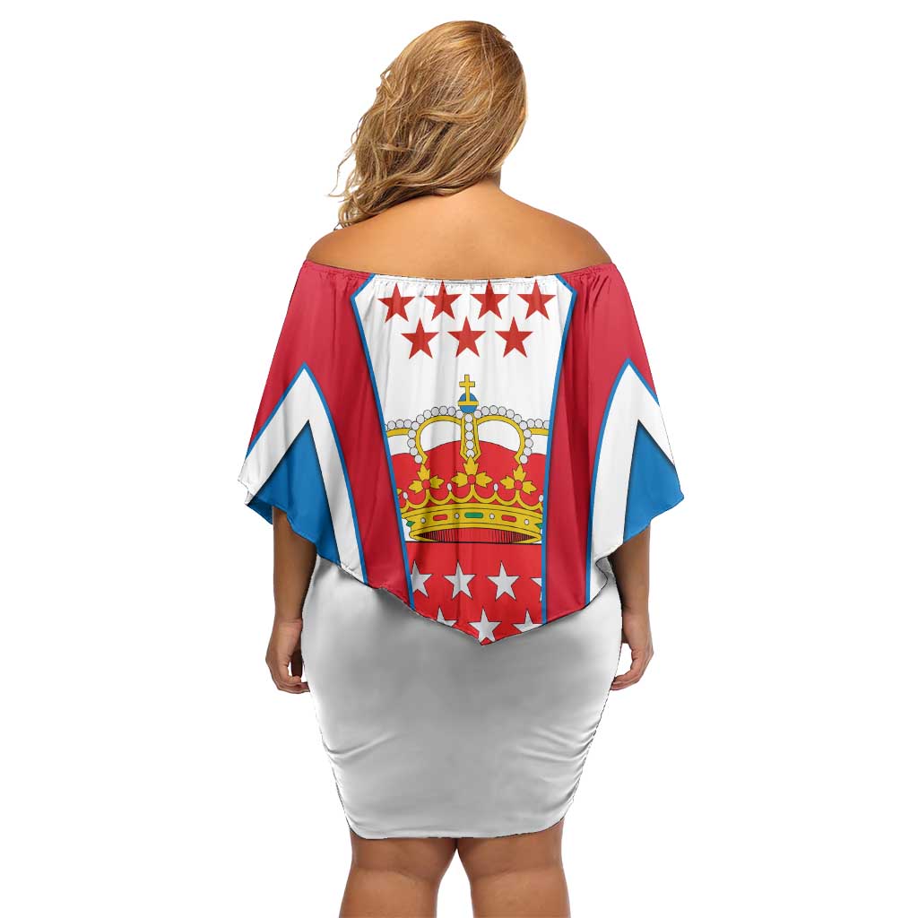 Madrid Flag Family Matching Off Shoulder Short Dress and Hawaiian Shirt Autonomous Community of Spain - Wonder Print Shop