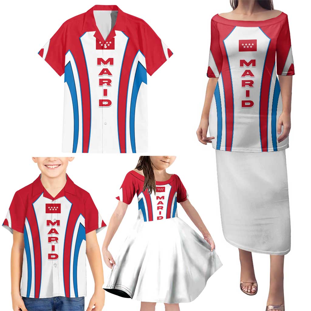 Madrid Flag Family Matching Puletasi and Hawaiian Shirt Autonomous Community of Spain - Wonder Print Shop