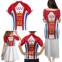 Madrid Flag Family Matching Puletasi and Hawaiian Shirt Autonomous Community of Spain - Wonder Print Shop