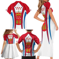 Madrid Flag Family Matching Short Sleeve Bodycon Dress and Hawaiian Shirt Autonomous Community of Spain - Wonder Print Shop