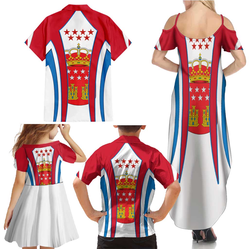 Madrid Flag Family Matching Summer Maxi Dress and Hawaiian Shirt Autonomous Community of Spain - Wonder Print Shop