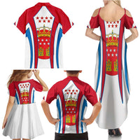 Madrid Flag Family Matching Summer Maxi Dress and Hawaiian Shirt Autonomous Community of Spain - Wonder Print Shop