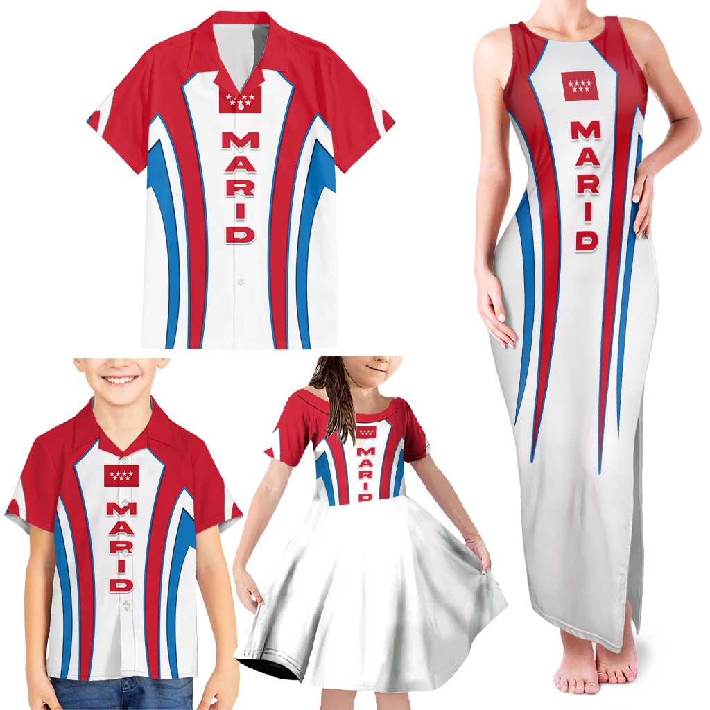 Madrid Flag Family Matching Tank Maxi Dress and Hawaiian Shirt Autonomous Community of Spain - Wonder Print Shop