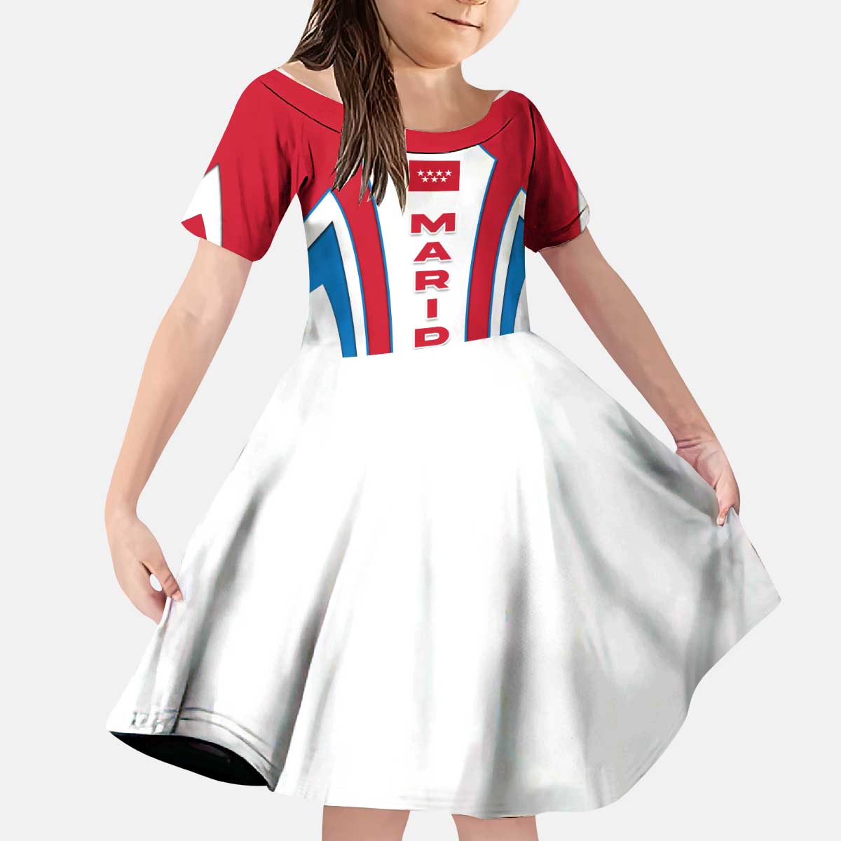 Madrid Flag Kid Short Sleeve Dress Autonomous Community of Spain - Wonder Print Shop