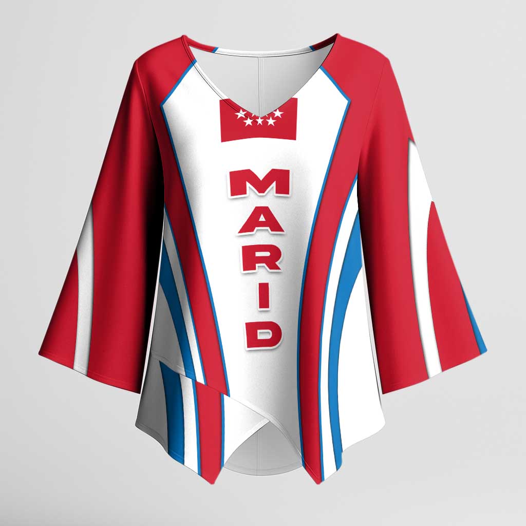 Madrid Flag Kimono Sleeve Blouse Autonomous Community of Spain - Wonder Print Shop