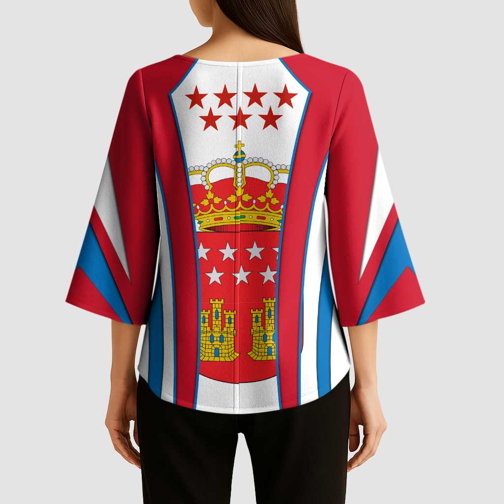 Madrid Flag Kimono Sleeve Blouse Autonomous Community of Spain - Wonder Print Shop