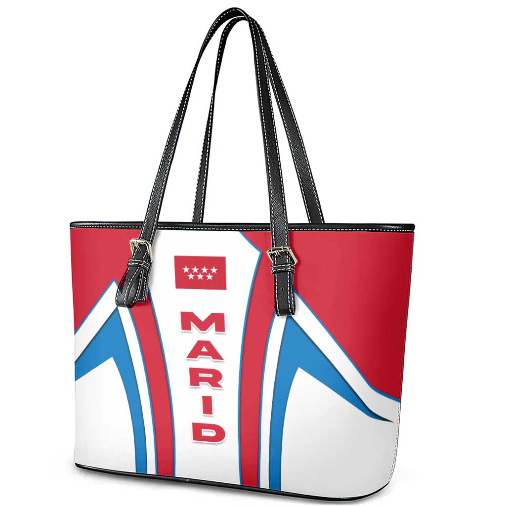 Madrid Flag Leather Tote Bag Autonomous Community of Spain - Wonder Print Shop