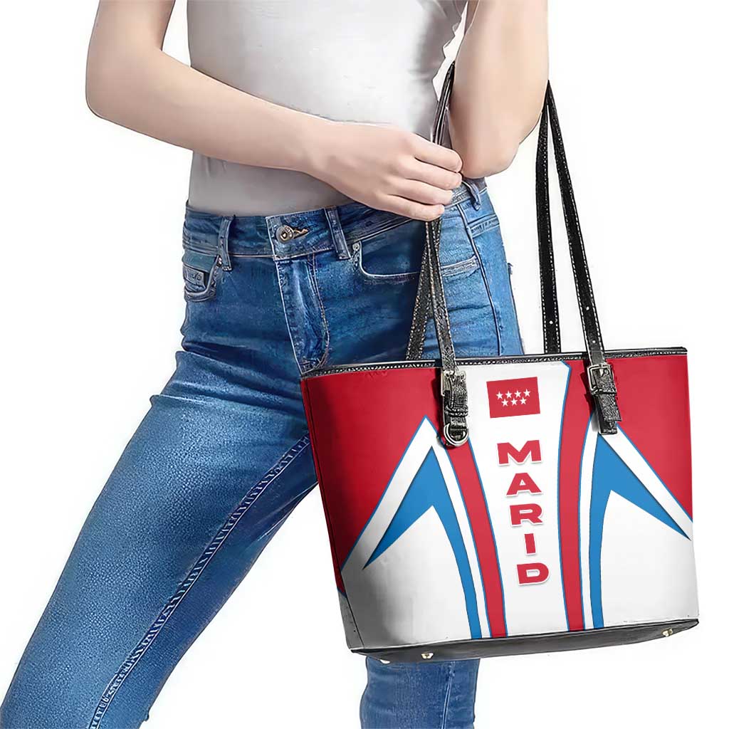 Madrid Flag Leather Tote Bag Autonomous Community of Spain - Wonder Print Shop