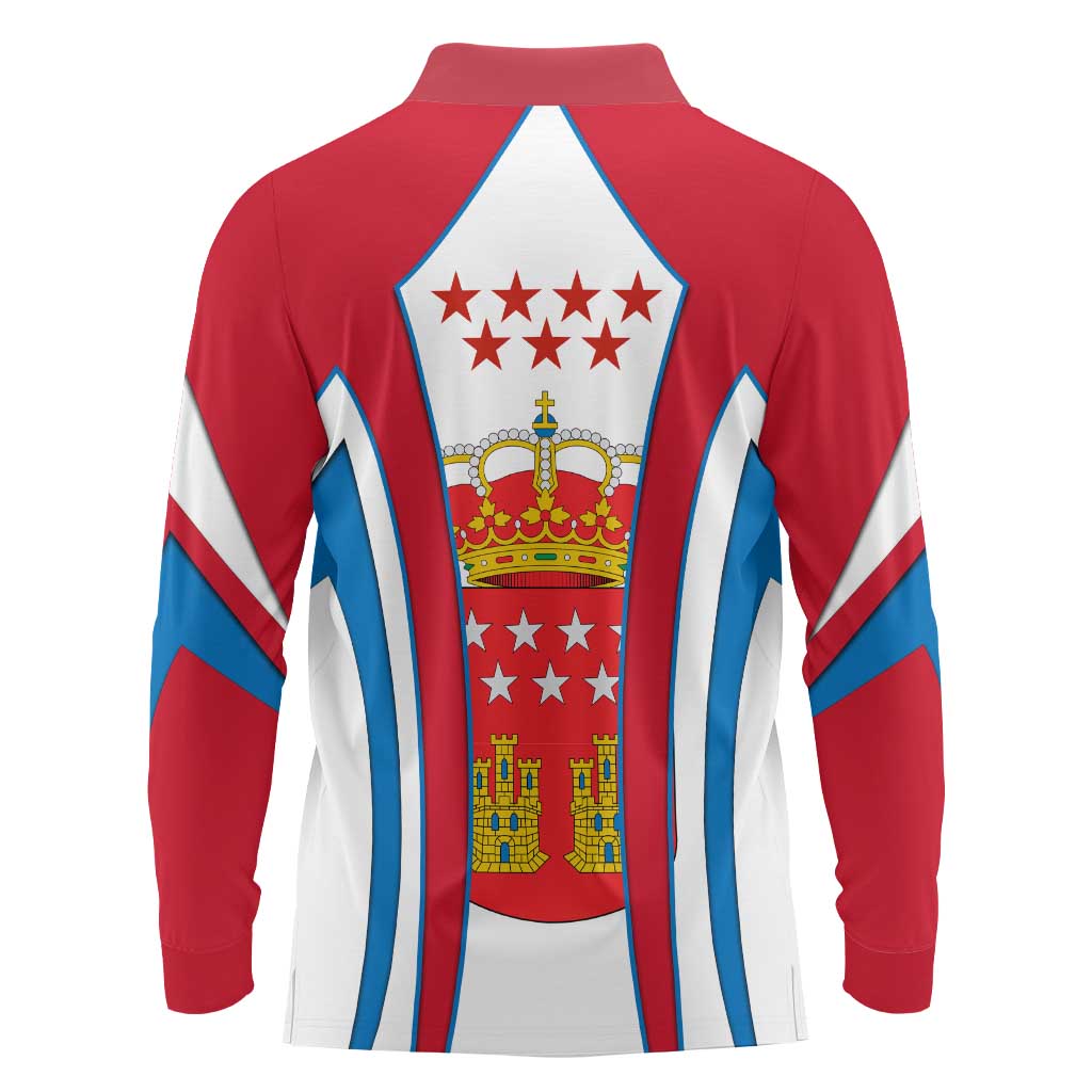 Madrid Flag Long Sleeve Polo Shirt Autonomous Community of Spain - Wonder Print Shop