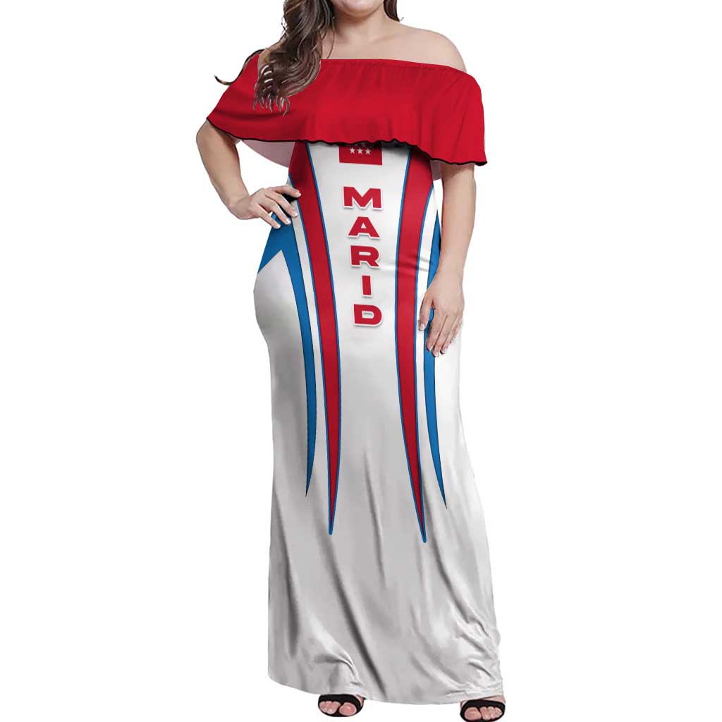Madrid Flag Off Shoulder Maxi Dress Autonomous Community of Spain - Wonder Print Shop