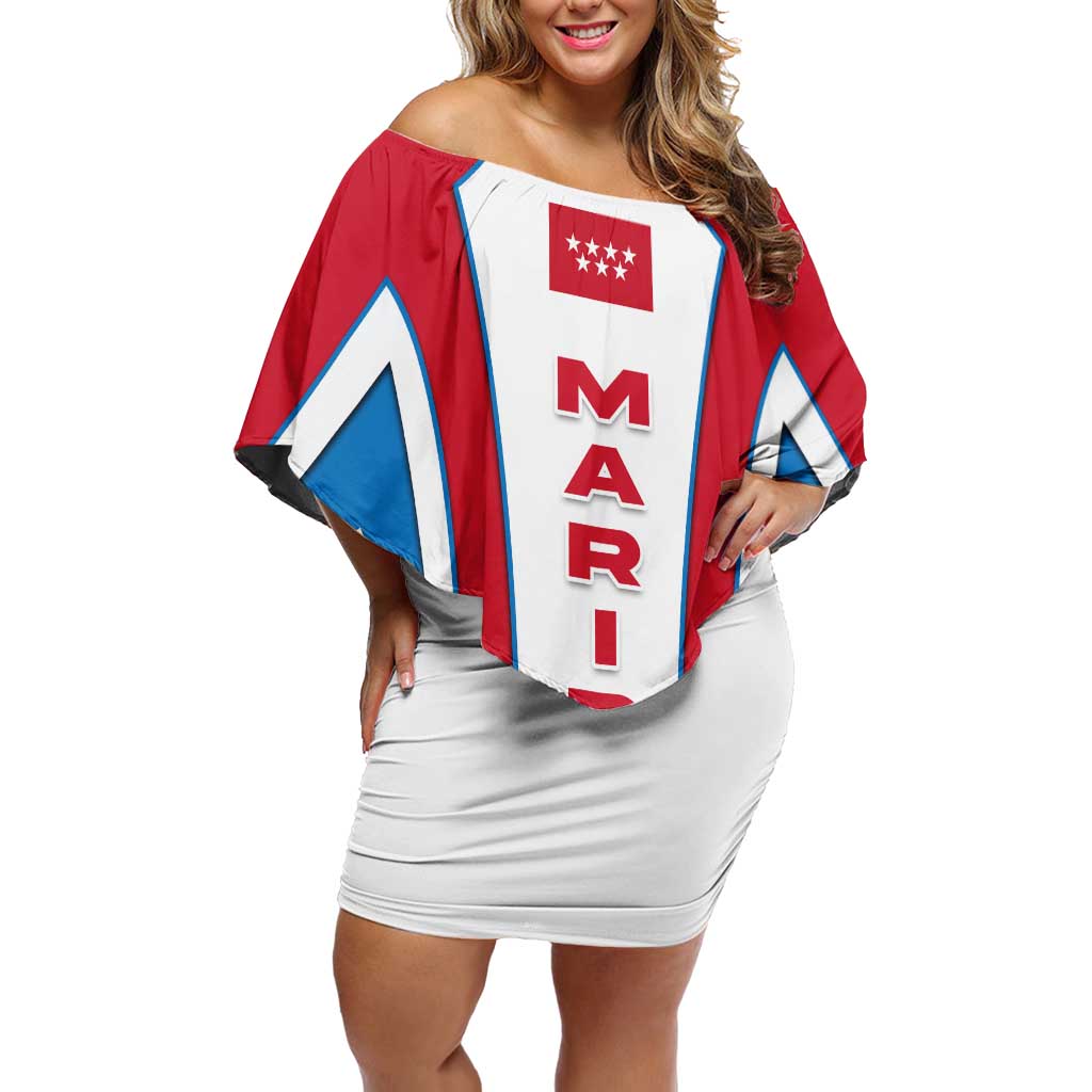 Madrid Flag Off Shoulder Short Dress Autonomous Community of Spain - Wonder Print Shop