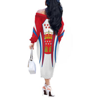 Madrid Flag Off The Shoulder Long Sleeve Dress Autonomous Community of Spain - Wonder Print Shop