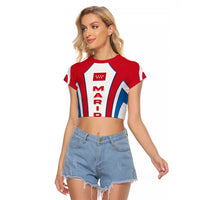 Madrid Flag Raglan Cropped T Shirt Autonomous Community of Spain - Wonder Print Shop