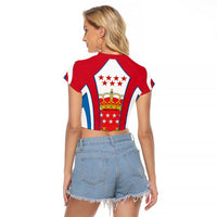 Madrid Flag Raglan Cropped T Shirt Autonomous Community of Spain - Wonder Print Shop