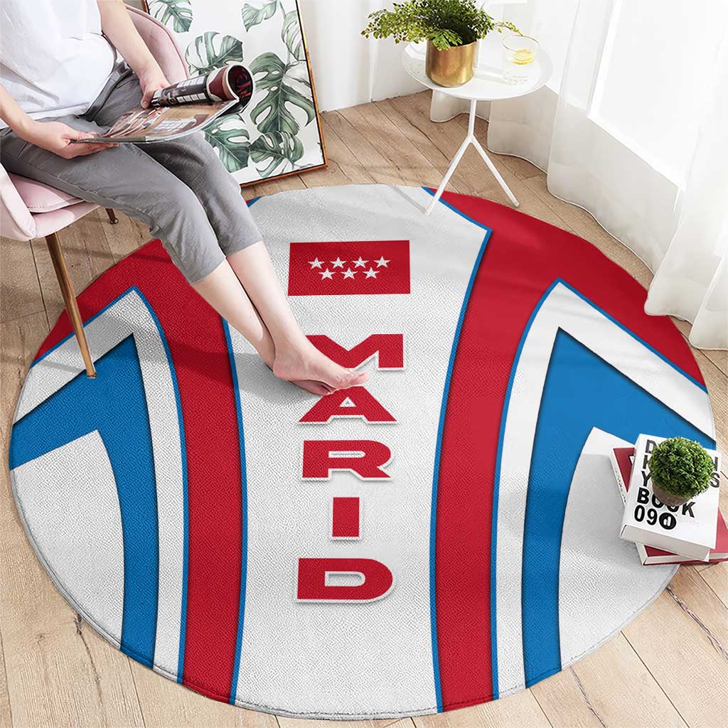 Madrid Flag Round Carpet Autonomous Community of Spain - Wonder Print Shop