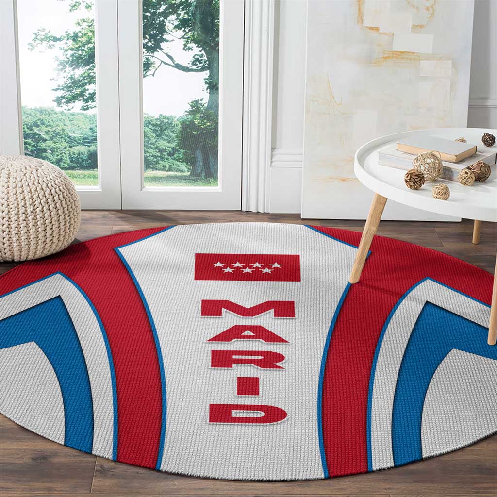 Madrid Flag Round Carpet Autonomous Community of Spain - Wonder Print Shop