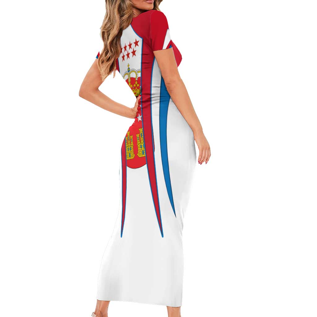 Madrid Flag Short Sleeve Bodycon Dress Autonomous Community of Spain - Wonder Print Shop