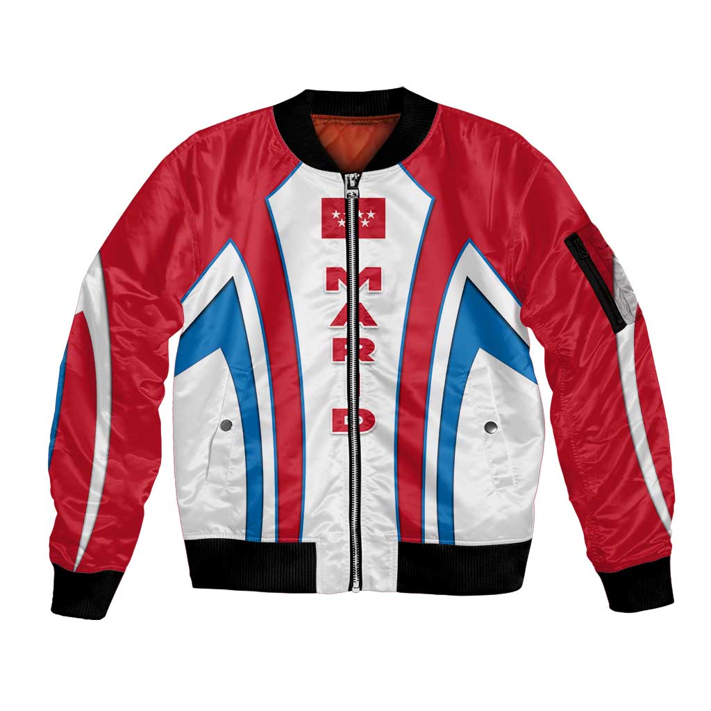 Madrid Flag Sleeve Zip Bomber Jacket Autonomous Community of Spain - Wonder Print Shop