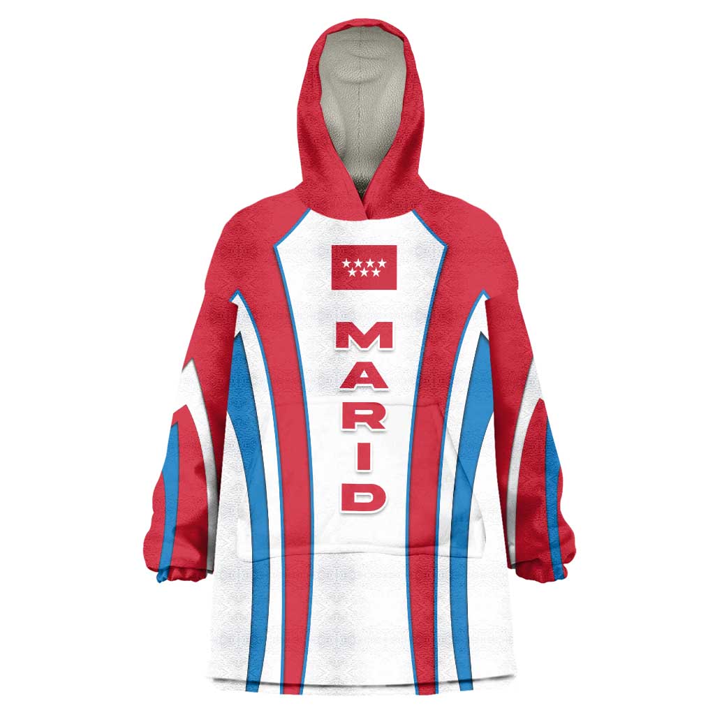 Madrid Flag Wearable Blanket Hoodie Autonomous Community of Spain - Wonder Print Shop