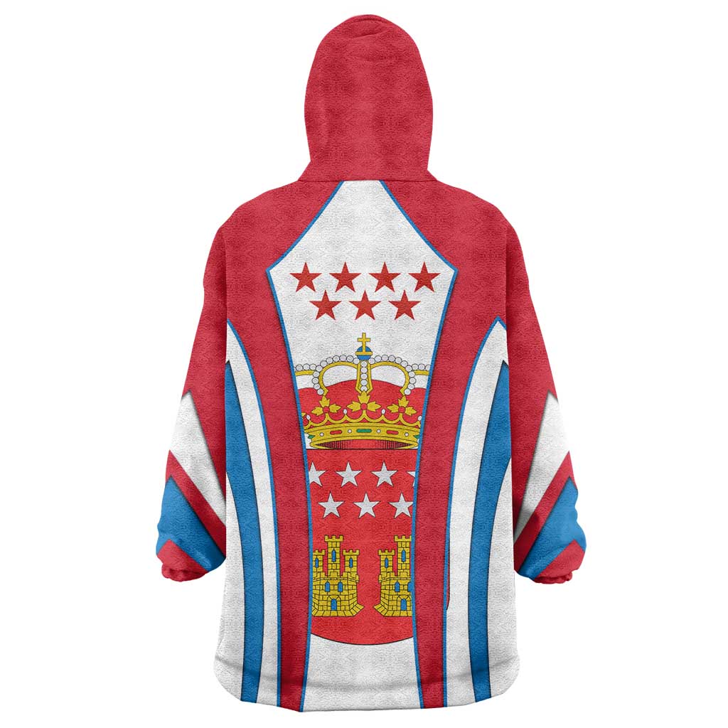 Madrid Flag Wearable Blanket Hoodie Autonomous Community of Spain - Wonder Print Shop