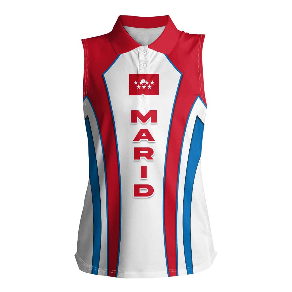 Madrid Flag Women Sleeveless Polo Shirt Autonomous Community of Spain - Wonder Print Shop