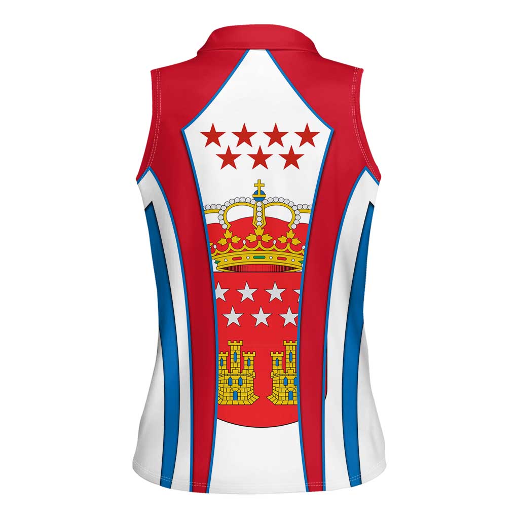 Madrid Flag Women Sleeveless Polo Shirt Autonomous Community of Spain - Wonder Print Shop