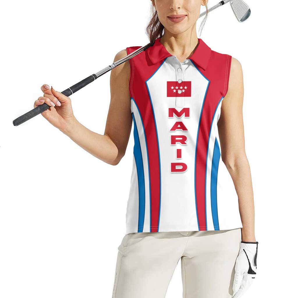 Madrid Flag Women Sleeveless Polo Shirt Autonomous Community of Spain - Wonder Print Shop